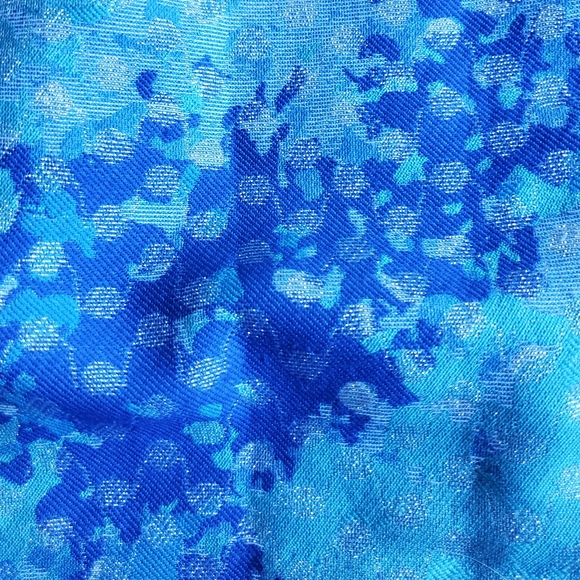 VTG Y2K H&M‎ Blue Metallic Mini Skirt Aqua Silver Shimmer High Waist Pencil XS 2 - Picture 6 of 10